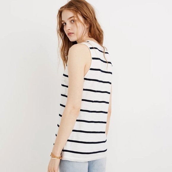 MADEWELL Whisper Cotton V-Neck Pocket Tank - Picture 3 of 8